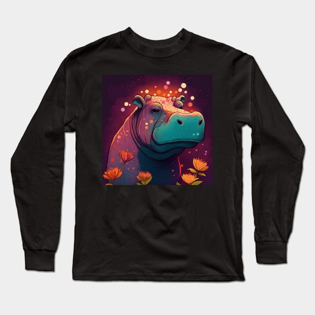 hippopotamus Long Sleeve T-Shirt by teggards